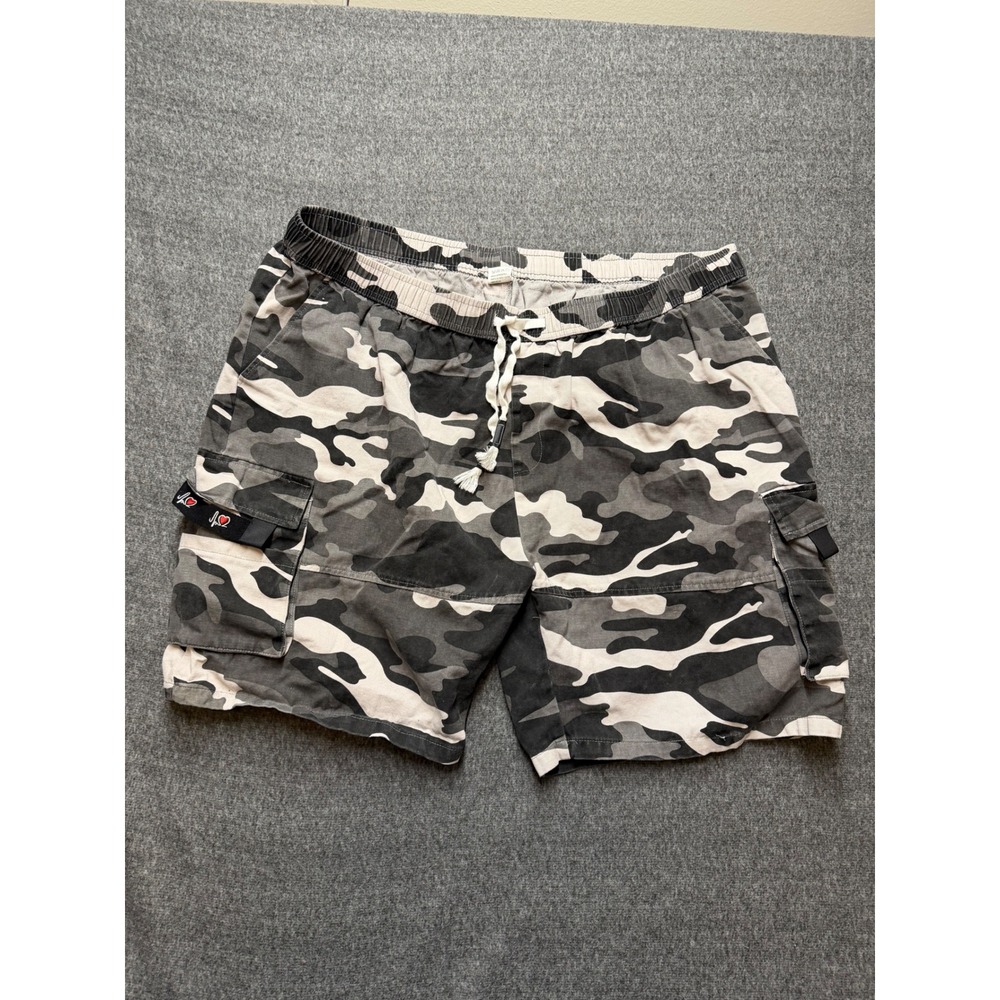 Mens Camo Cargo Shorts Grayscale Camouflage Elastic Waist Cotton 5XL Streetwear - Picture 2 of 7